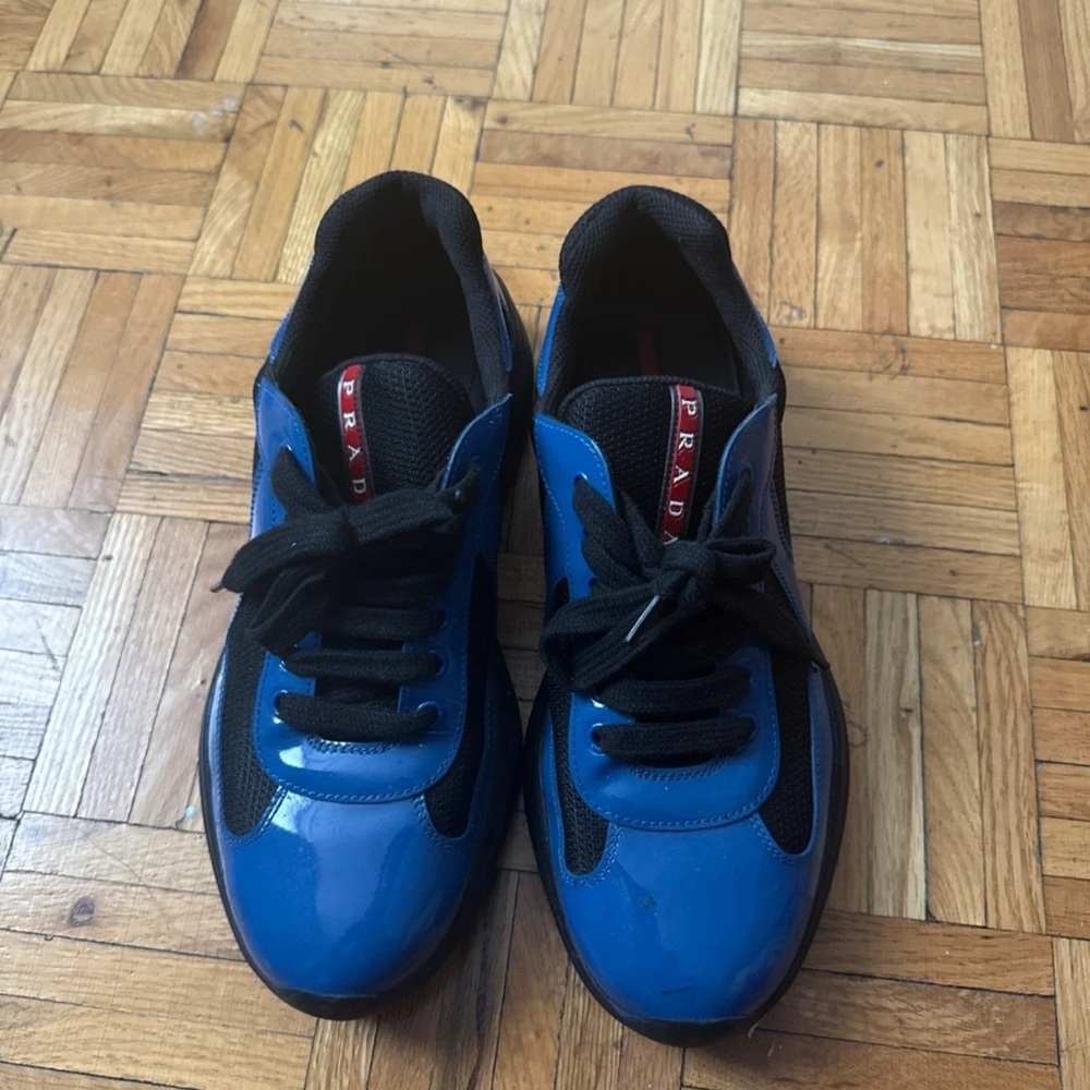 Prada Men's Black and Blue Sneakers